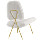 Ponder Upholstered Sheepskin Fur Lounge Chair White EEI-2810-WHI