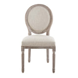 Emanate Vintage French Upholstered Fabric Dining Side Chair Beige EEI-2821-BEI