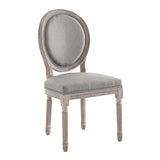Emanate Vintage French Upholstered Fabric Dining Side Chair Light Gray EEI-2821-LGR