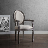 Emanate Vintage French Upholstered Fabric Dining Armchair Beige EEI-2823-BEI