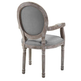 Emanate Vintage French Upholstered Fabric Dining Armchair Light Gray EEI-2823-LGR