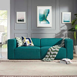 Mingle 2 Piece Upholstered Fabric Sectional Sofa Set Teal EEI-2825-TEA