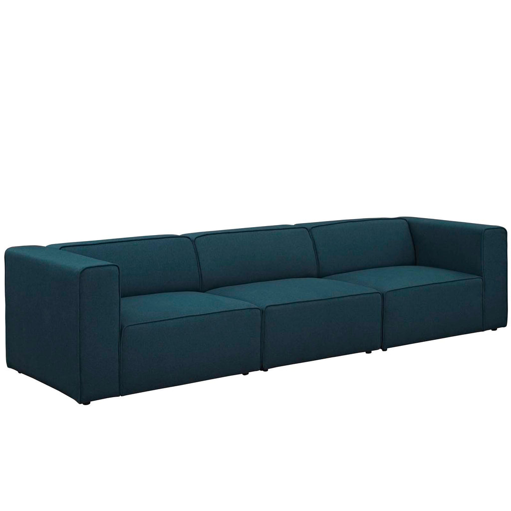 Mingle 3 Piece Upholstered Fabric Sectional Sofa Set Blue EEI-2827-BLU