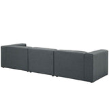 Mingle 3 Piece Upholstered Fabric Sectional Sofa Set Gray EEI-2827-GRY