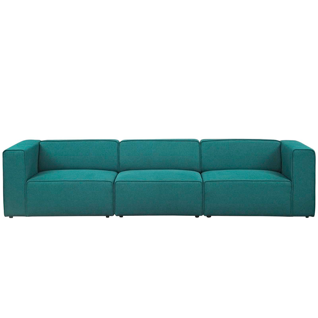 Mingle 3 Piece Upholstered Fabric Sectional Sofa Set Teal EEI-2827-TEA