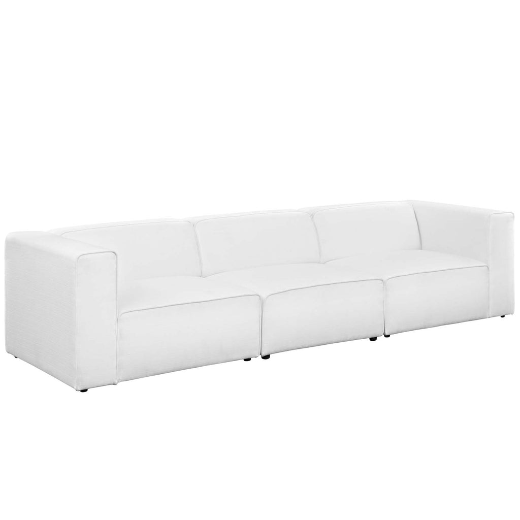Mingle 3 Piece Upholstered Fabric Sectional Sofa Set White EEI-2827-WHI