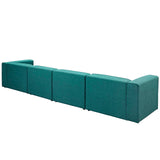 Mingle 4 Piece Upholstered Fabric Sectional Sofa Set Teal EEI-2829-TEA