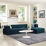 Mingle 4 Piece Upholstered Fabric Sectional Sofa Set Blue EEI-2831-BLU