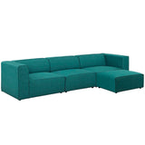 Mingle 4 Piece Upholstered Fabric Sectional Sofa Set Teal EEI-2831-TEA