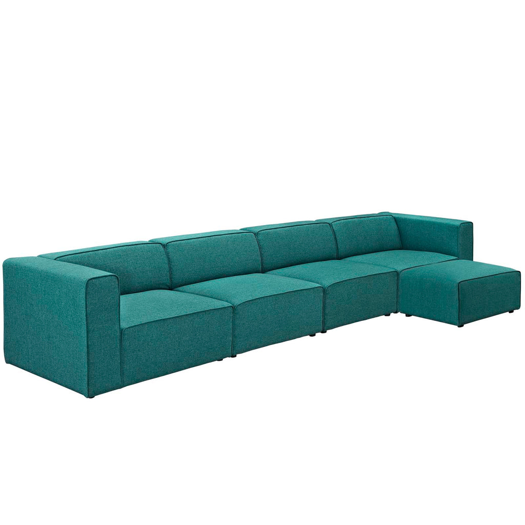 Mingle 5 Piece Upholstered Fabric Sectional Sofa Set Teal EEI-2833-TEA