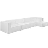 Mingle 5 Piece Upholstered Fabric Sectional Sofa Set White EEI-2833-WHI