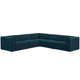 Mingle 5 Piece Upholstered Fabric Sectional Sofa Set Blue EEI-2835-BLU