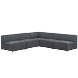 Mingle 5 Piece Upholstered Fabric Armless Sectional Sofa Set Gray EEI-2839-GRY