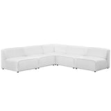 Mingle 5 Piece Upholstered Fabric Armless Sectional Sofa Set White EEI-2839-WHI