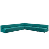 Mingle 7 Piece Upholstered Fabric Sectional Sofa Set Teal EEI-2841-TEA