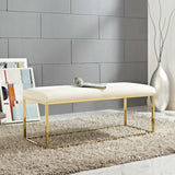 Anticipate Fabric Bench Gold Ivory EEI-2851-GLD-IVO