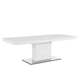 Vector Expandable Dining Table White Silver EEI-2870-WHI-SLV