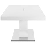 Vector Expandable Dining Table White Silver EEI-2870-WHI-SLV