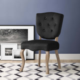 Array Vintage French Performance Velvet Dining Side Chair Black EEI-2880-BLK
