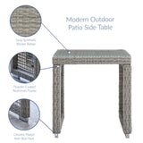 Aura Outdoor Patio Wicker Rattan Side Table Gray EEI-2922-GRY