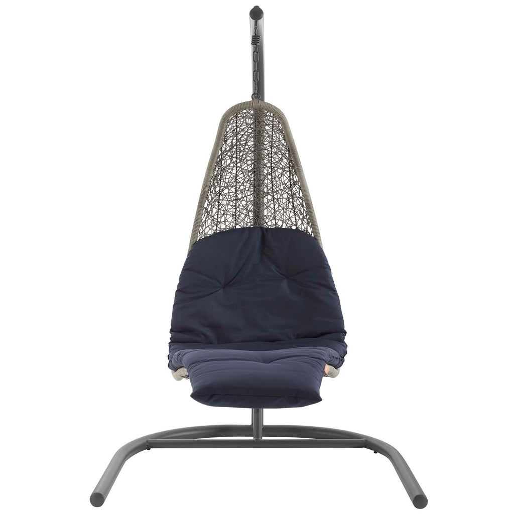 Landscape Hanging Chaise Lounge Outdoor Patio Swing Chair Light Gray Navy EEI-2952-LGR-NAV