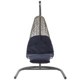 Landscape Hanging Chaise Lounge Outdoor Patio Swing Chair Light Gray Navy EEI-2952-LGR-NAV