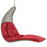 Landscape Hanging Chaise Lounge Outdoor Patio Swing Chair Light Gray Red EEI-2952-LGR-RED