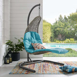 Landscape Hanging Chaise Lounge Outdoor Patio Swing Chair Light Gray Turquoise EEI-2952-LGR-TRQ