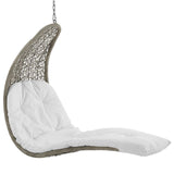 Landscape Hanging Chaise Lounge Outdoor Patio Swing Chair Light Gray White EEI-2952-LGR-WHI