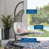 Landscape Hanging Chaise Lounge Outdoor Patio Swing Chair Light Gray White EEI-2952-LGR-WHI