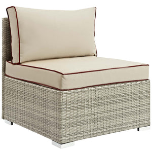 Repose Outdoor Patio Armless Chair Light Gray Beige EEI-2958-LGR-BEI