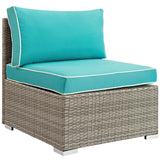 Repose Outdoor Patio Armless Chair Light Gray Turquoise EEI-2958-LGR-TRQ