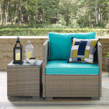 Repose Outdoor Patio Armchair Light Gray Turquoise EEI-2960-LGR-TRQ