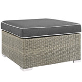 Repose Outdoor Patio Upholstered Fabric Ottoman Light Gray Charcoal EEI-2962-LGR-CHA