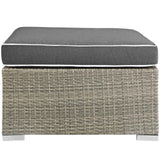 Repose Outdoor Patio Upholstered Fabric Ottoman Light Gray Charcoal EEI-2962-LGR-CHA