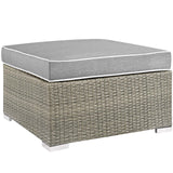 Repose Outdoor Patio Upholstered Fabric Ottoman Light Gray Gray EEI-2962-LGR-GRY