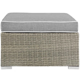 Repose Outdoor Patio Upholstered Fabric Ottoman Light Gray Gray EEI-2962-LGR-GRY