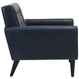 Delve 2 Piece Upholstered Vinyl Sofa and Armchair Set Blue EEI-2971-BLU-SET
