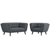 Bestow 2 Piece Upholstered Fabric Loveseat and Armchair Set Gray EEI-2972-GRY-SET