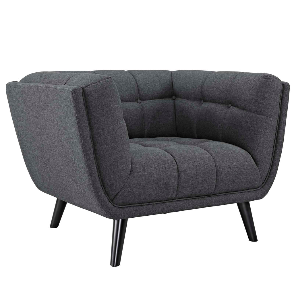 Bestow 2 Piece Upholstered Fabric Loveseat and Armchair Set Gray EEI-2972-GRY-SET