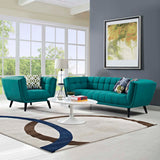 Bestow 2 Piece Upholstered Fabric Sofa and Armchair Set Teal EEI-2976-TEA-SET