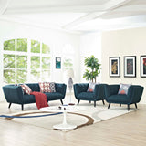 Bestow 3 Piece Upholstered Fabric Sofa and Armchair Set Blue EEI-2977-BLU-SET