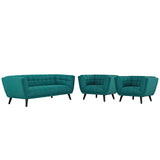 Bestow 3 Piece Upholstered Fabric Sofa and Armchair Set Teal EEI-2977-TEA-SET