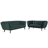 Bestow 2 Piece Performance Velvet Sofa and Loveseat Set Green EEI-2979-GRN-SET