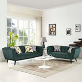 Bestow 2 Piece Performance Velvet Sofa and Loveseat Set Green EEI-2979-GRN-SET