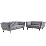 Bestow 2 Piece Performance Velvet Sofa and Loveseat Set Gray EEI-2979-GRY-SET