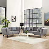 Bestow 2 Piece Performance Velvet Sofa and Loveseat Set Gray EEI-2979-GRY-SET