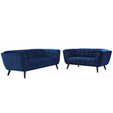 Bestow 2 Piece Performance Velvet Sofa and Loveseat Set Navy EEI-2979-NAV-SET