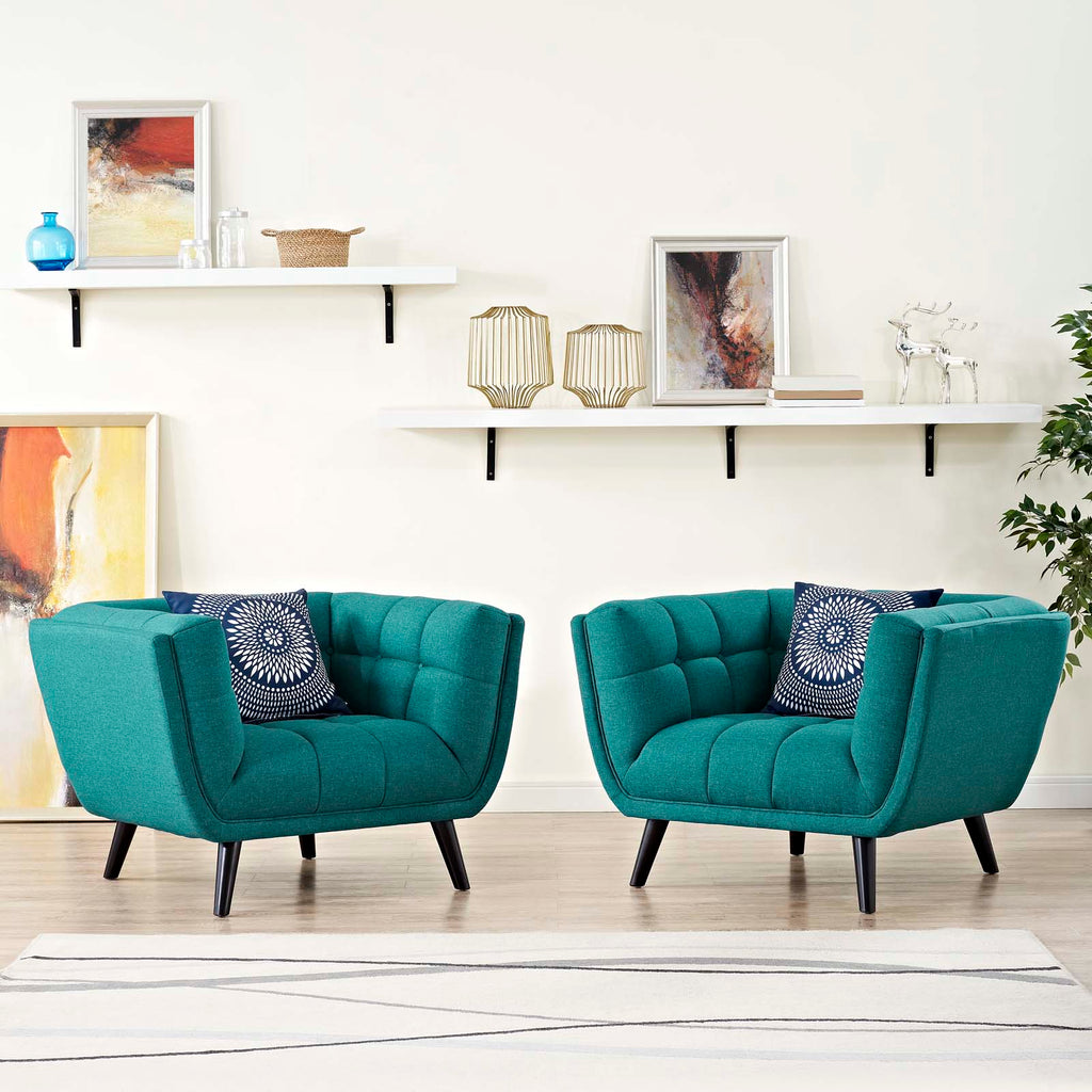 Bestow 2 Piece Upholstered Fabric Armchair Set Teal EEI-2982-TEA-SET