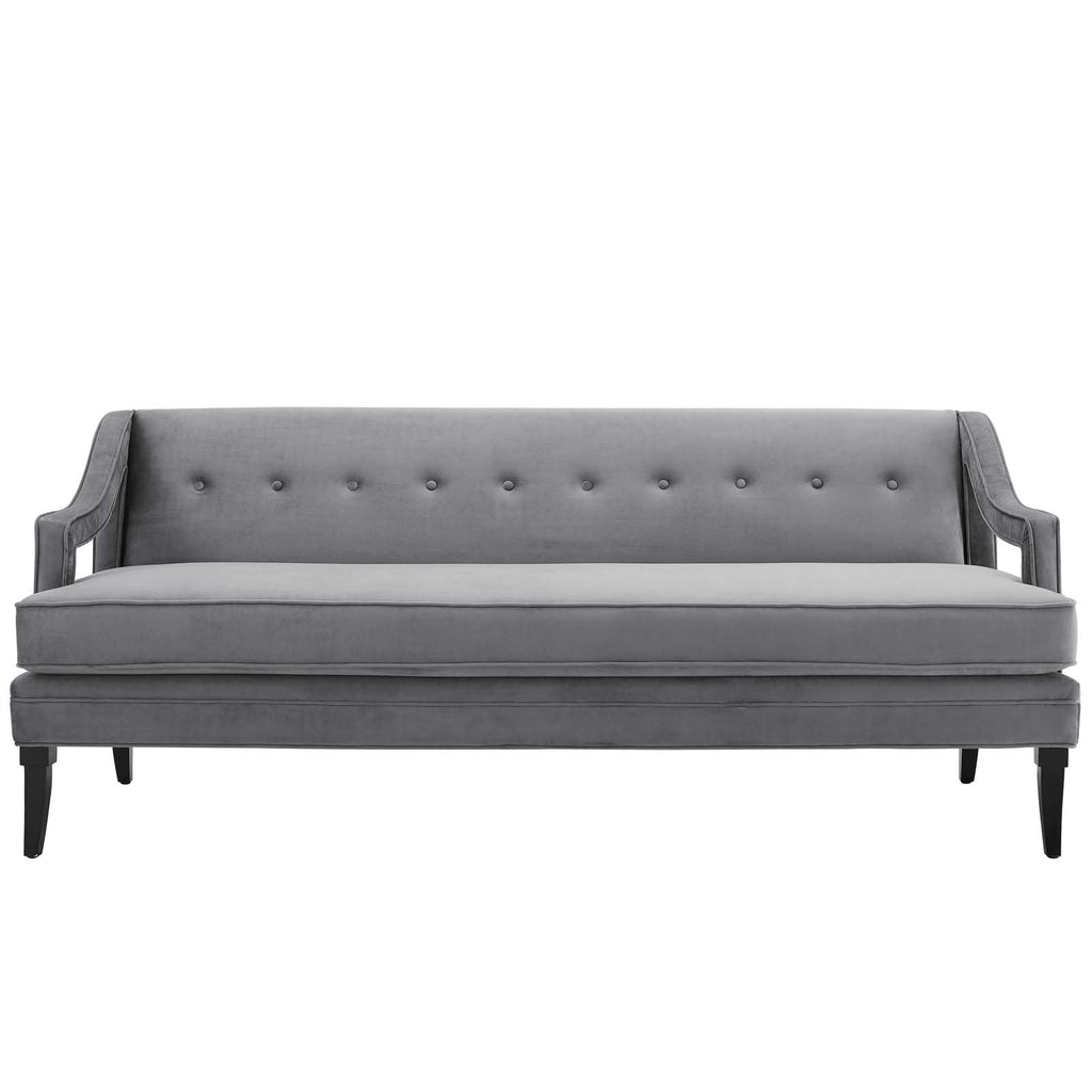 Concur Button Tufted Performance Velvet Sofa Gray EEI-2997-GRY